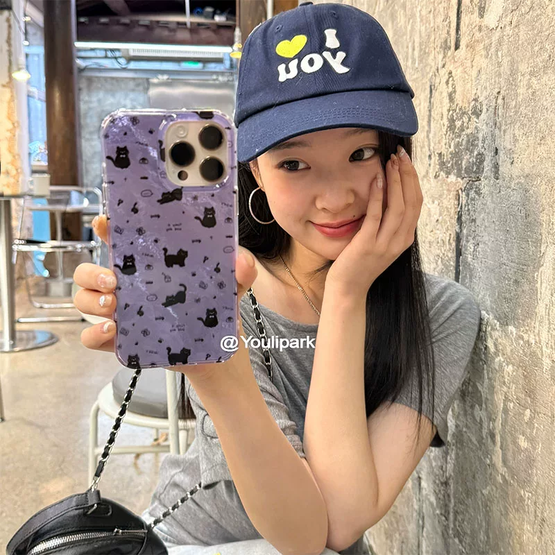 Phone Cases For Girls - Ins Cute Girl Flower Purple Full