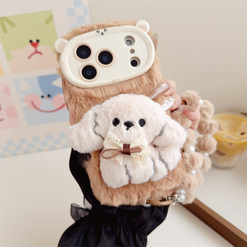 3D Cartoon Bowknot Puppy Warm  - Phone Cases For Iphone 16 ulasan dan harga