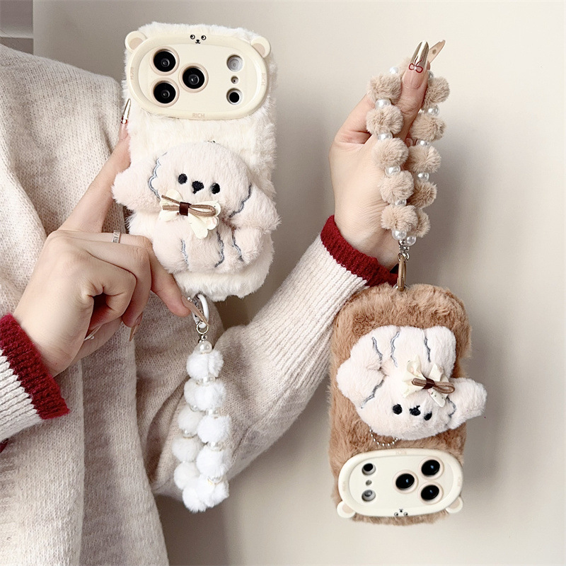 3D Cartoon Bowknot Puppy Warm  - Phone Cases For Iphone 16 ulasan dan harga