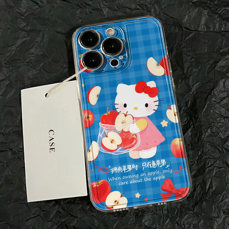 Cute Sanrio Blue Plaid Helloki - Phone Cases Hello Kitty ulasan dan harga