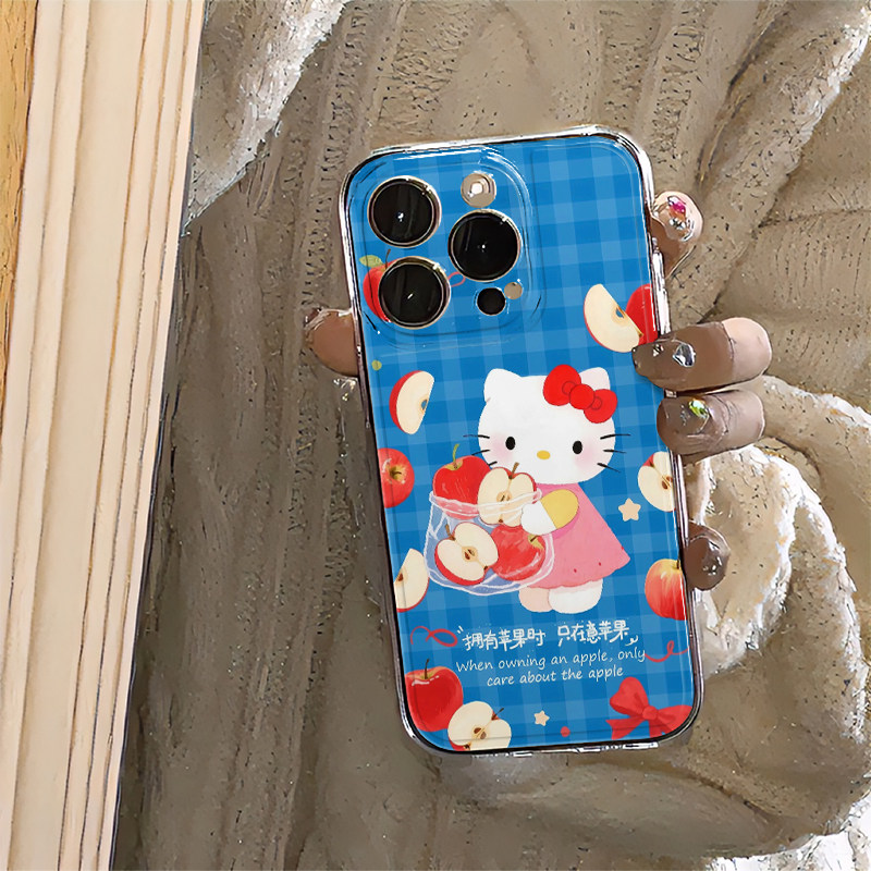 Cute Sanrio Blue Plaid Helloki - Phone Cases Hello Kitty ulasan dan harga