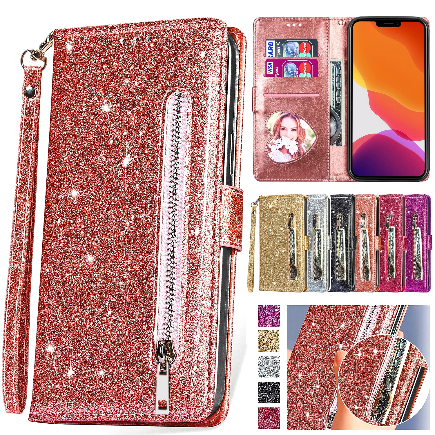 Zipper Flip Wallet Glitter Lea - Phone Cases Ugly ulasan dan harga