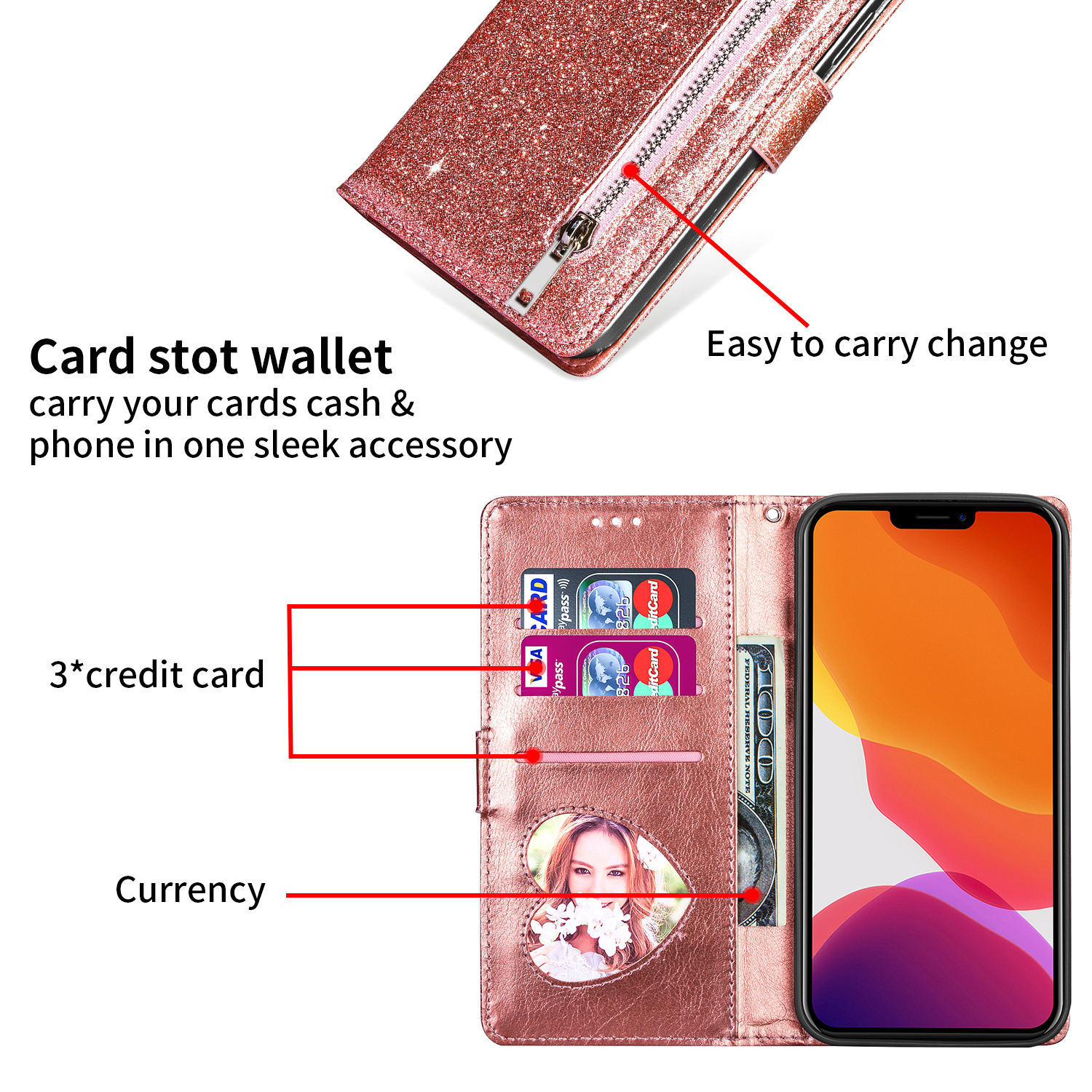Zipper Flip Wallet Glitter Lea - Phone Cases Ugly ulasan dan harga