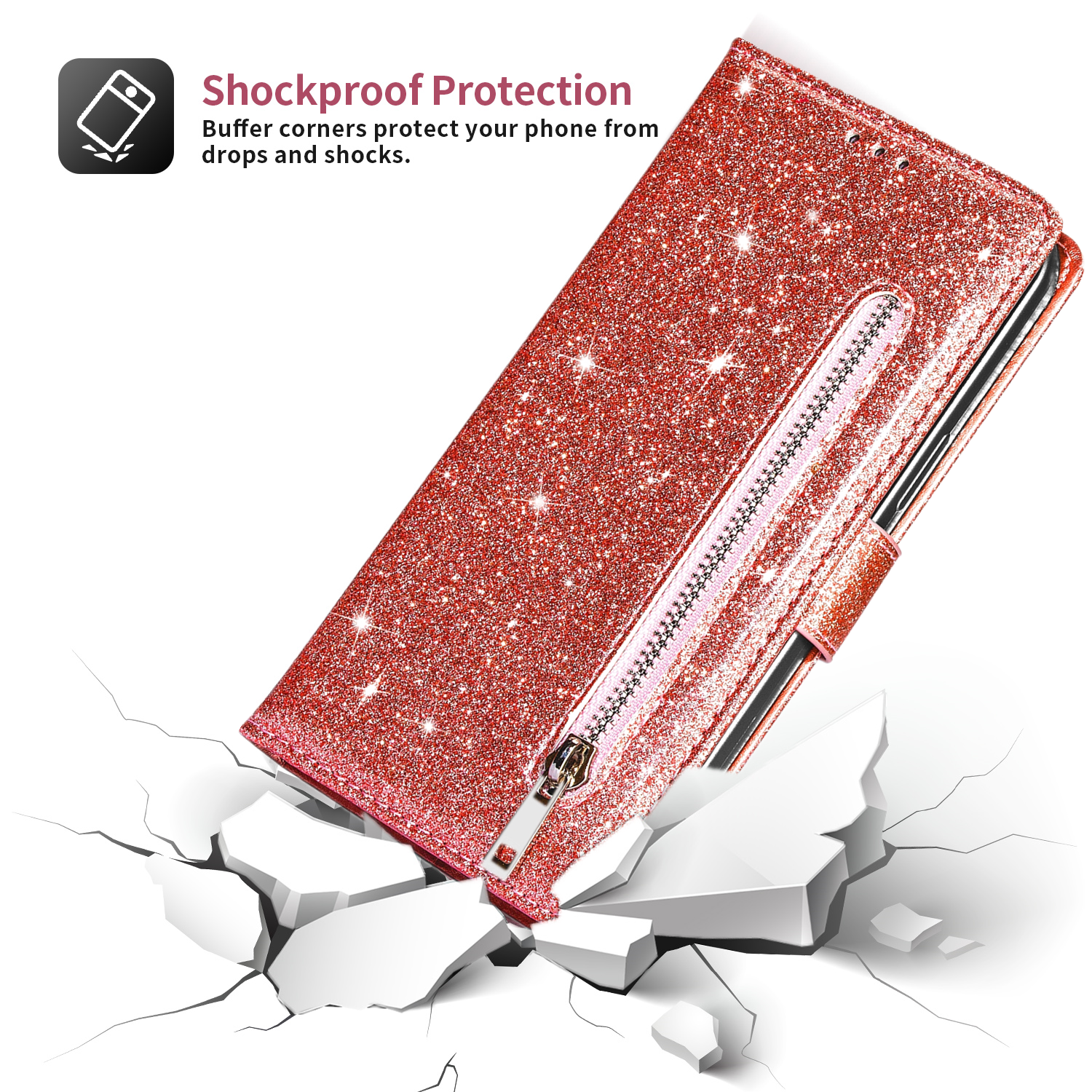 Zipper Flip Wallet Glitter Lea - Phone Cases Ugly ulasan dan harga
