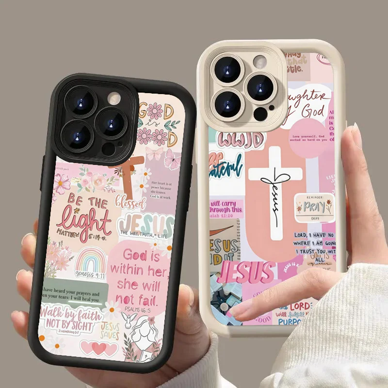 Slogan With Pink Cross Graphic - Phone Cases Jesus ulasan dan harga