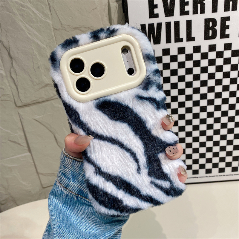 Luxury Zebra Pattern Fluffy Pl - Phone Cases For Iphone 16 ulasan dan harga