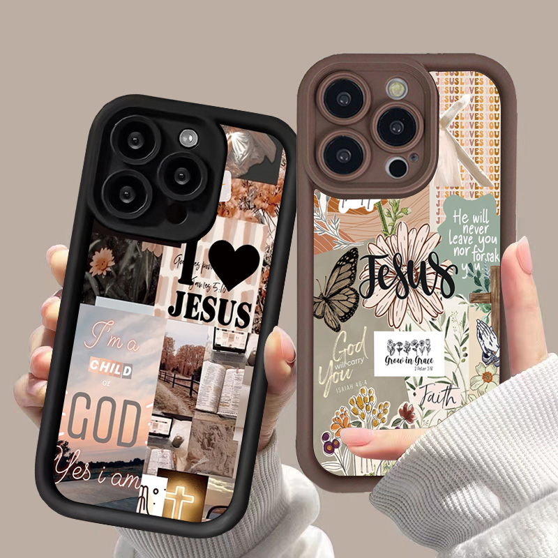 Jesus Collage Pattern Thick Sh - Phone Cases Jesus ulasan dan harga