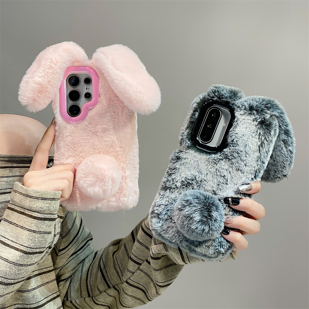 Cute Rabbit Ears Fluffy Stand  - Phone Cases Casely ulasan dan harga